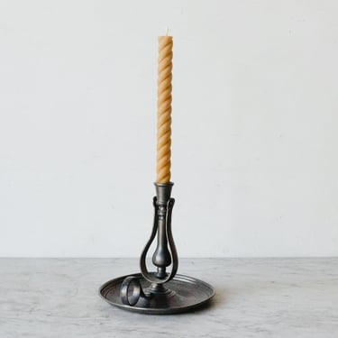 Pendulum Pewter Candlestick &amp; Beeswax Taper