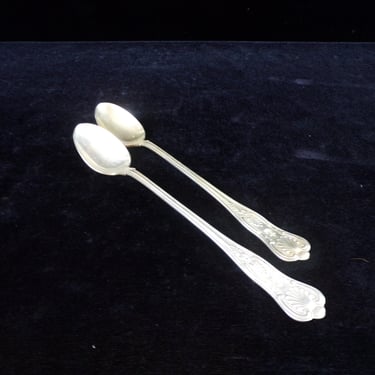 ws/(2) US Navy 7 3/4" Silver Iced Tea Spoons