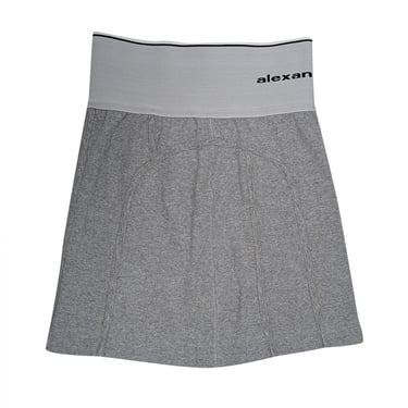 Alexander Wang - Grey Ribbed Knit Zipper Back Mini Skirt Sz S