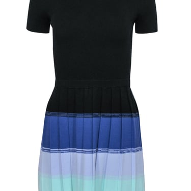 Shoshanna - Black & Multicolor Pleated-Skirt Sweater Dress Sz P