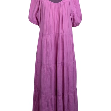 Nation LTD - Pink Cotton Gauze Puff Sleeve Midi Dress Sz L