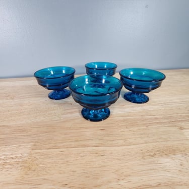 Vintage Blue Champagne Glasses Set of 4 