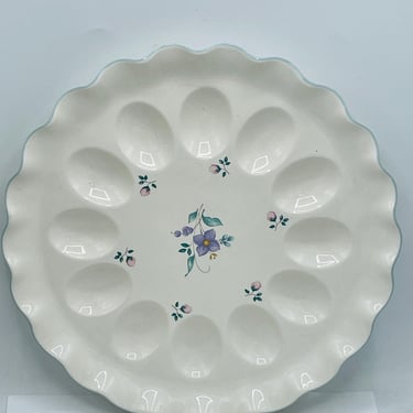 Pfaltzgraff ceramic deviled egg plate/Made in the USA/Bonnie Brae/11 inches in diameter/Platter- Easter Ready 