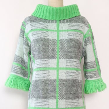 Joan Marie Neon Green Fringe Knit S