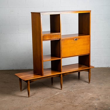 Mid Century Modern Room Divider Wall Unit Desk Cabinet Walnut Vintage Shelf Mcm