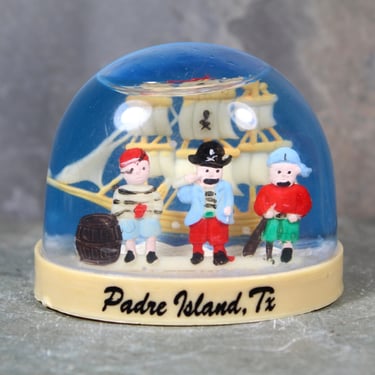Vintage Padre Island, Texas Souvenir Snow Globe | 1980s Texas Snow Globe | Padre Island Pirates | Bixley Shop 