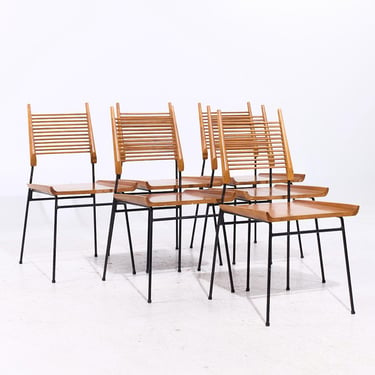 Paul McCobb for Planner Group Mid Century Maple and Iron Shovel Dining Chairs - Set of 6 - mcm 