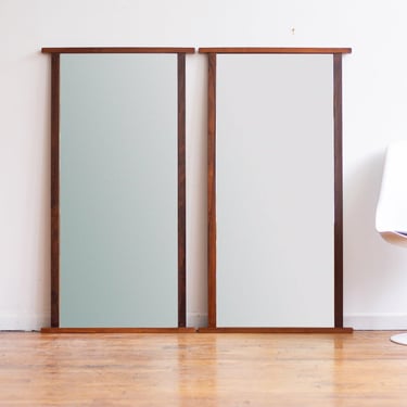 Pair of Mid-century Wall/Floor Mirrors in Teak and Rosewood by Kipp Stewart for Calvin 