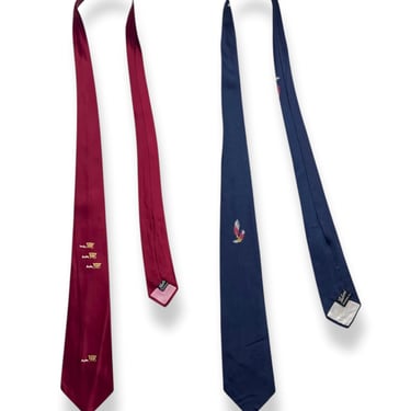 Lot of 2 ~ Vintage 1950s HABAND Neckties ~ Rockabilly / Swing ~ Embroidered / Atomic ~ Horse / Chariot / Feather ~ 50s Neck Ties 