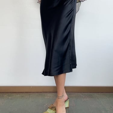 Black Silk Bias Skirt (M)