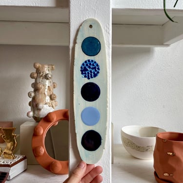 Blue Dot Ceramic Wall Hanging, The Object Enthusiast, Abstract Ceramic Wall Art 