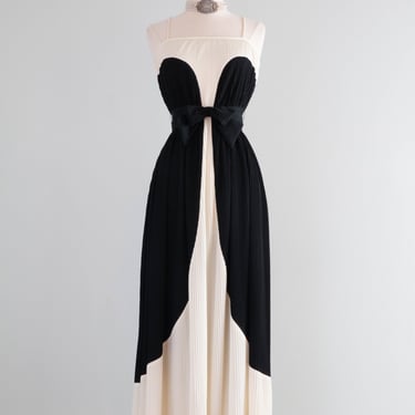 Fabulous 1970's Lilli Diamond Black &amp; White Evening Dress / SM