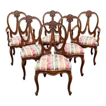 Romweber French Baroque Style Fruitwood Dining Chairs - Set of 6 
