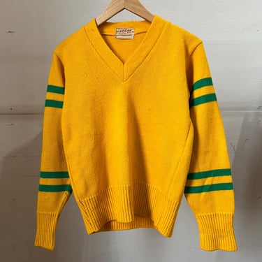 Small Medium, Vintage 1950s V Neck Wool Sweater, Yellow Green, Collegiate, Preppy, S1 