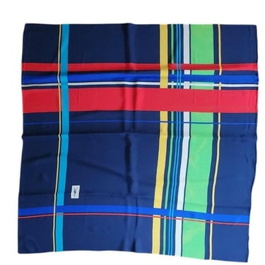 Vintage 70s 80s YSL Silk Scarf Large Square Foulard Yves Saint Laurent Geometric Print 
