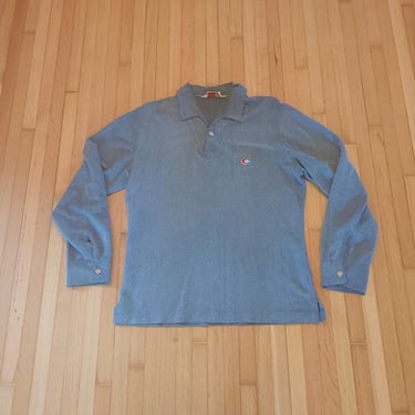 Vintage 1970's Jantzen Club Polo Knit Shirt / S to M  / Long Sleeve / Made in USA Textured 