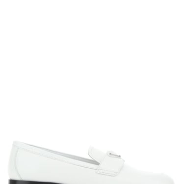 Prada Women White Leather Loafers