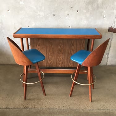 Mid Century Modern  Bar & Pair Of Barstools By Chet Beardsley