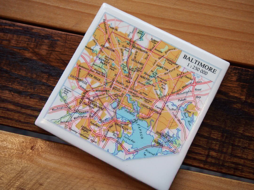 1985 Baltimore Maryland Map Coaster. Baltimore Map. Vintage Maryland ...