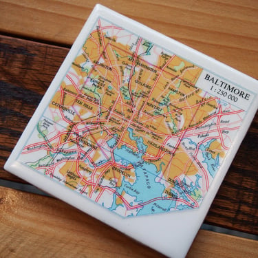1985 Baltimore Maryland Map Coaster. Baltimore Map. Vintage Maryland Coasters. Johns Hopkins Gift. Baltimore City Map. Patapsco Fort McHenry 