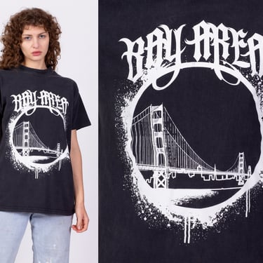 90s San Francisco Bay Area Graffiti Tourist Tee - Men's Large | Vintage Golden Gate Bridge Graphic Streetwear T Shirt 