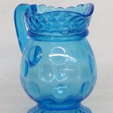 Optic Dot Pattern Blue Glass Small Creamer Pitcher 3096B
