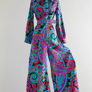 EPIC Late 1960's Psychedelic Jumpsuit By Concept 70's Swirl / Medium