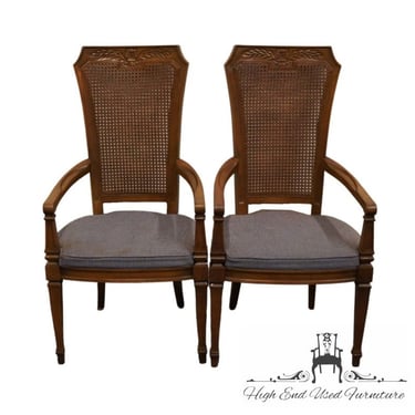 Set of 2 DREXEL FURNITURE Di Moda Collection Italian Neoclassical Tuscan Style Cane Back Dining Arm Chairs 