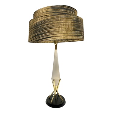 Mid Century Googie Table Lamp w/ Spun Fiberglass Shade 