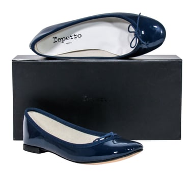 Repetto - Navy Patent Leather "Cendrillon" Ballet Flats w/ Bow Sz 5.5