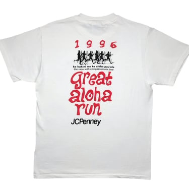 Vintage 1996 JC Penny The Great Aloha Run “The Race With Compassionate Love” Hawaii Running/Marathon Graphic T-Shirt Size Medium 