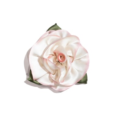 Pale Pink Silk Satin Rose Brooch