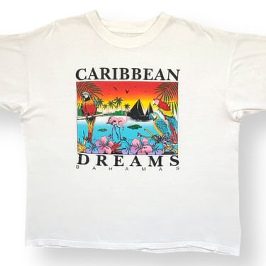 Vintage 90s “Caribbean Dreams” Bahamas Tropical Nature and Animal Graphic T-Shirt Size Large 