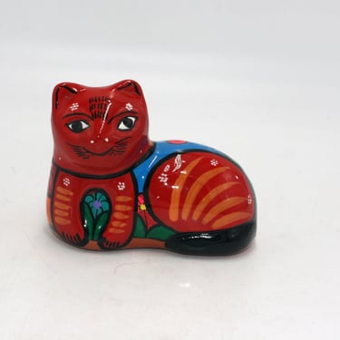 vintage Mexican Folk Art Cat Talavera 