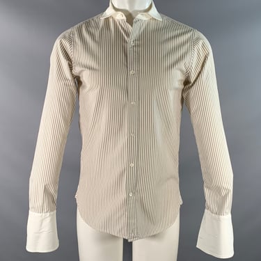 RRL by RALPH LAUREN Size S Cream Black Stripe Cotton Long Sleeve Shirt