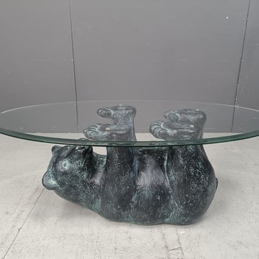 Sculptural Black Bear Coffee Table, 1970s - vintage coffee table - sculptural coffee table - bear statue 