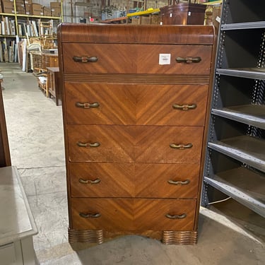 Vintage Tall Art Deco Dresser with Waterfall Edge