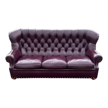 Thomasville “Hides and Seats” Tufted Leather Chesterfield Sofa 