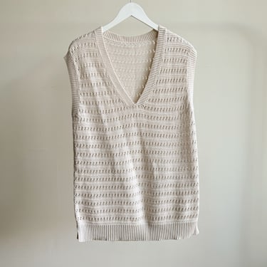 Bone Loose Ribbed Knit Vest