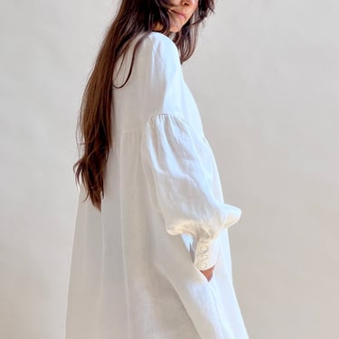 Preorder Salima Babydoll Dress, Magnolia White, Linen