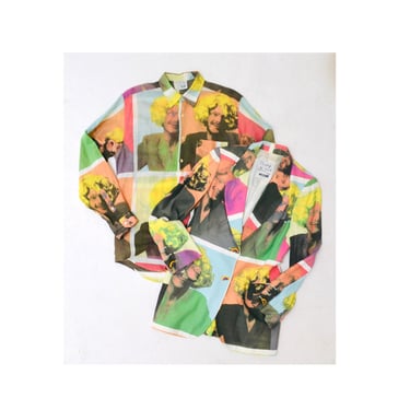 80s Vintage Moschino Cheap & Chic Button Down Shirt Franco Moschino Face Warhol Inspired Fashion Face Print Shirt Mens Medium Large Pop Art 