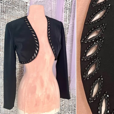 Cropped Blazer, Beaded Bolero, Cut Out Look, Sue Wong, Vintage 90s 00s 