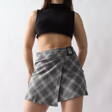 90s Plaid Wrap Miniskirt - W29