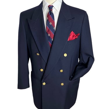 Vintage Wool Double-Breasted Navy Blazer ~ size 40 ~ jacket / sport coat ~ Gold Buttons ~ Nordstrom 