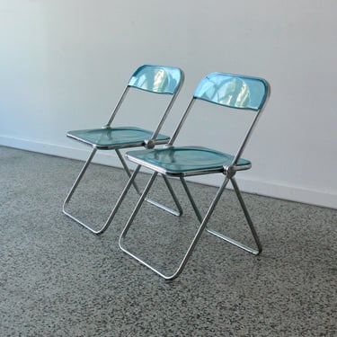 Vintage Lucite Folding Plia Chair by Giancarlo Piretti for Castelli (Set of 2) 