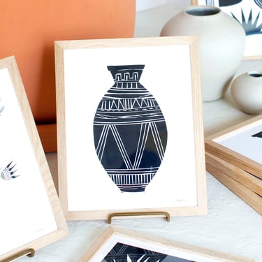 Patterned Vase Framed Block Print