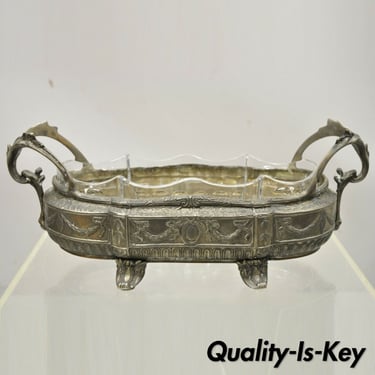 Nickel Silverplate French Louis XVI Centerpiece Bowl Dish Planter Drape Design