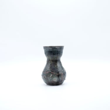 Vintage Corroso Glass Bud Vase | Black Corroso Glass 