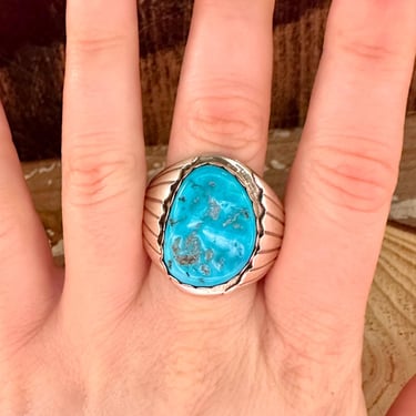 ALVERY SMITH NAVAJO Turquoise Ring | Kingman Blue Turquoise | Native American, Southwestern Jewelry | Navajo Made | Size 13 