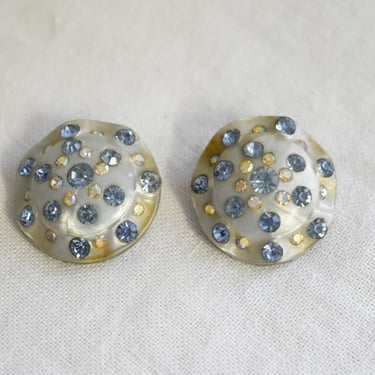 1950s Lucite and Rhinestone Clip Earrings 